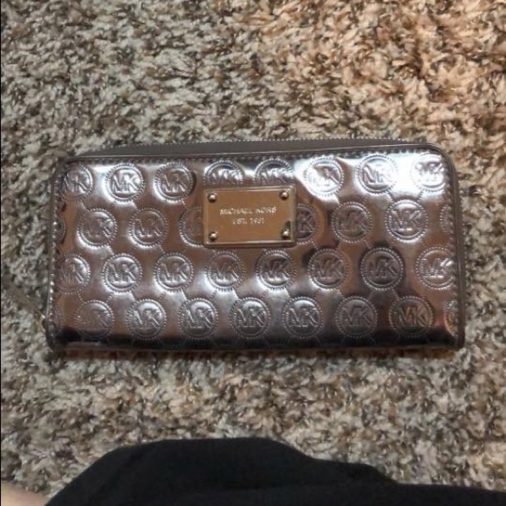 Authentic Michael Kors metallic silver wallet